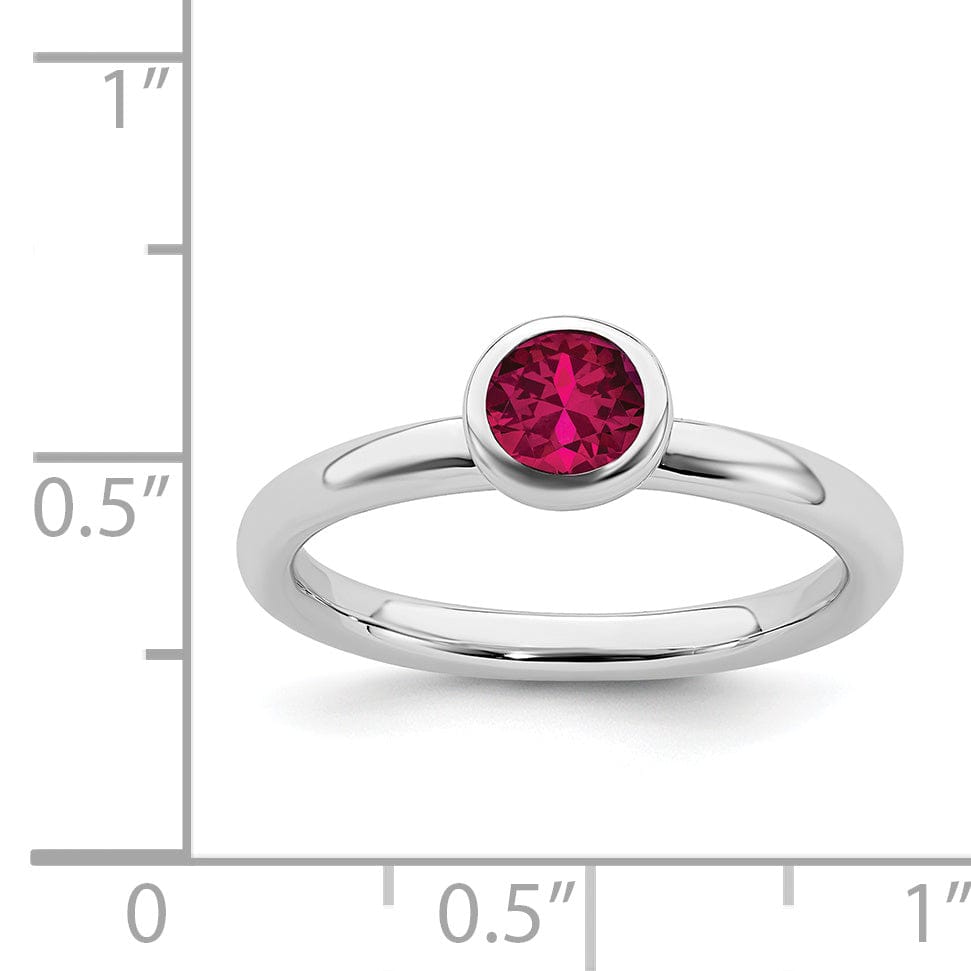 Stackable Expressions Ring Sterling Silver Low 5MM Round Created Ruby Ring