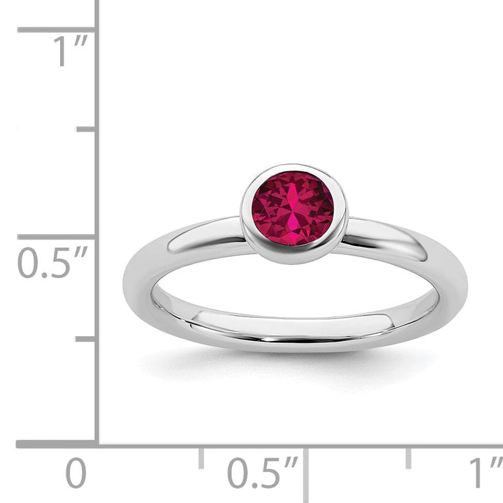 Stackable Expressions Ring Sterling Silver Low 5MM Round Created Ruby Ring