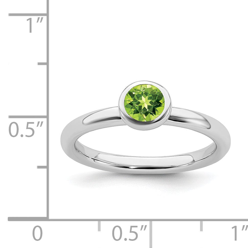 Stackable Expressions Ring Sterling Silver Low 5MM Round Peridot Ring