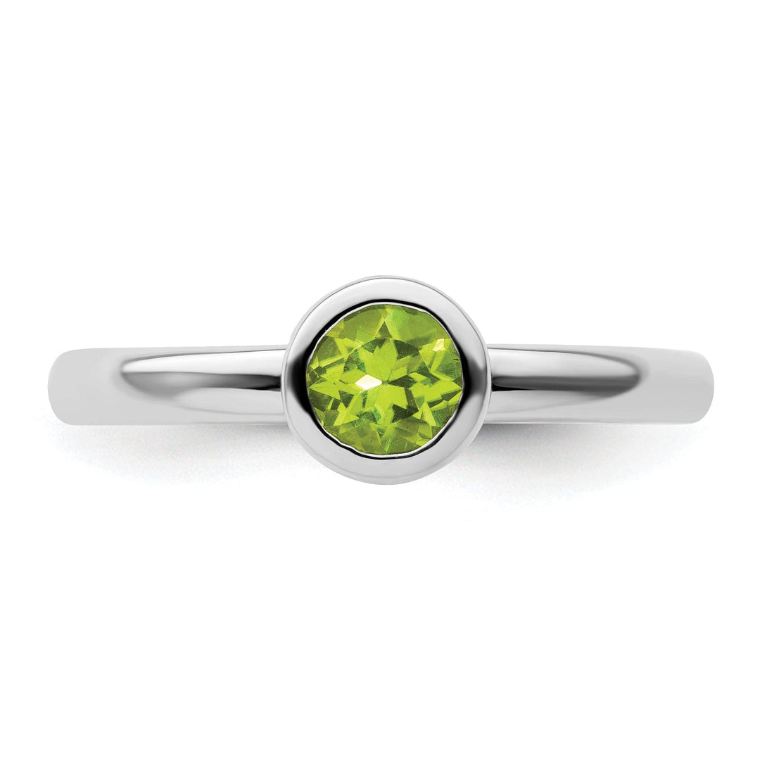 Stackable Expressions Ring Sterling Silver Low 5MM Round Peridot Ring