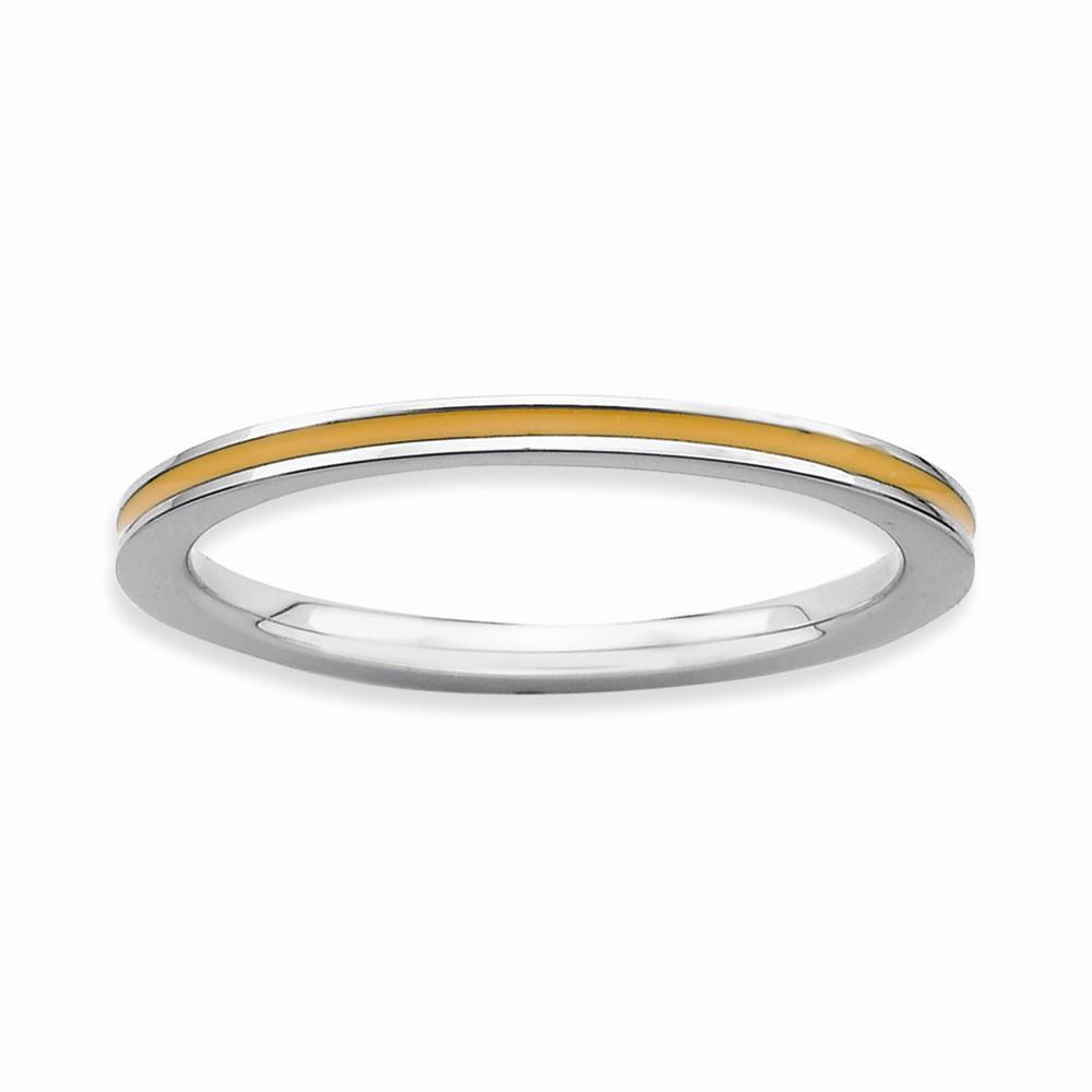 Stackable Expressions Ring Sterling Silver Orange Enameled 1.5MM Ring