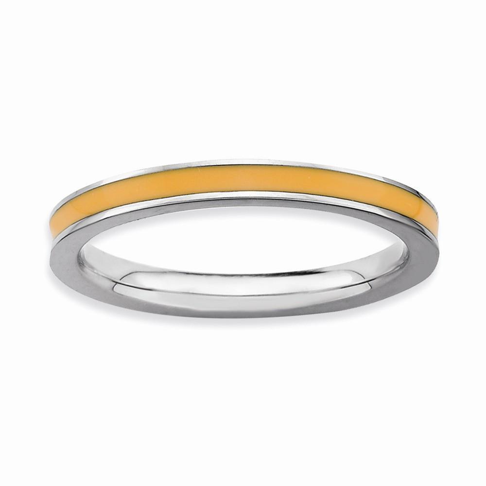 Stackable Expressions Ring Sterling Silver Orange Enameled 2.25MM Ring