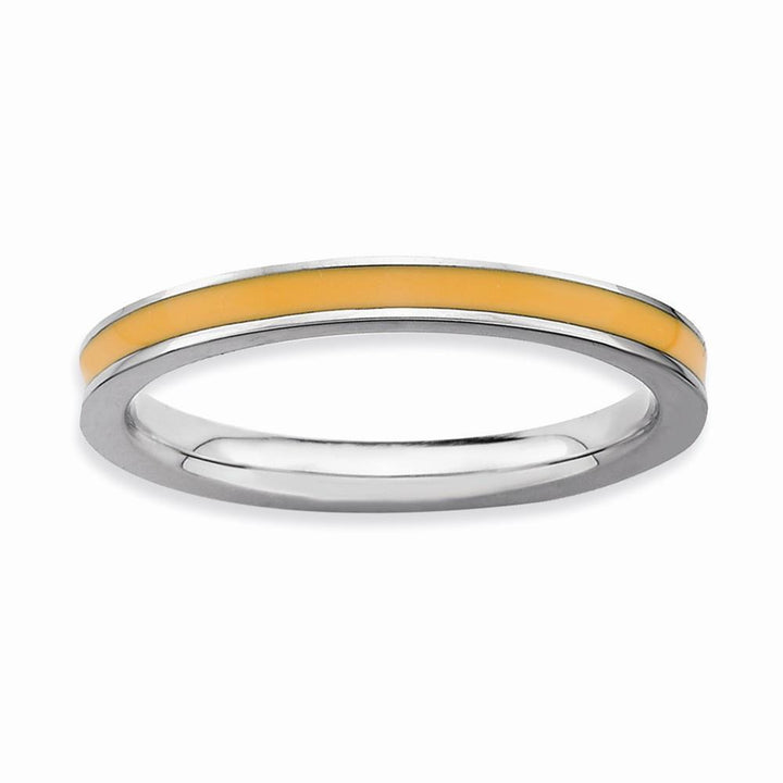 Stackable Expressions Ring Sterling Silver Orange Enameled 2.25MM Ring