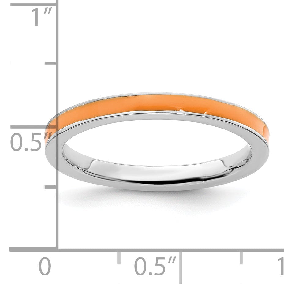 Stackable Expressions Ring Sterling Silver Orange Enameled 2.25MM Ring