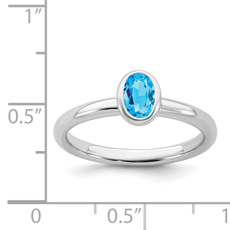 Stackable Expressions Ring Sterling Silver Oval Blue Topaz Ring