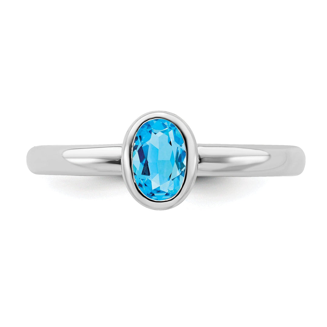 Stackable Expressions Ring Sterling Silver Oval Blue Topaz Ring