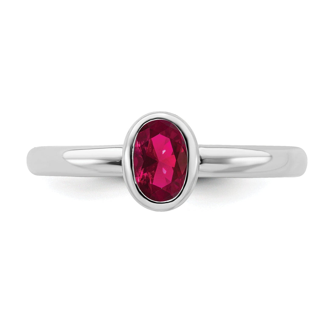 Stackable Expressions Ring Sterling Silver Oval Created Ruby Ring