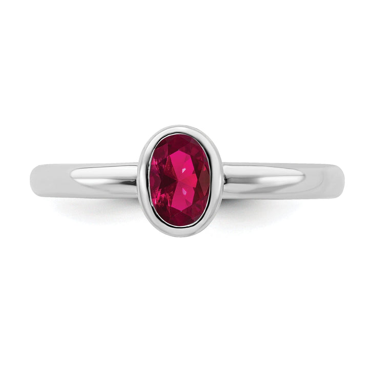 Stackable Expressions Ring Sterling Silver Oval Created Ruby Ring