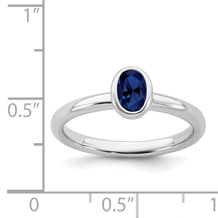 Stackable Expressions Ring Sterling Silver Oval Created Sapphire Ring