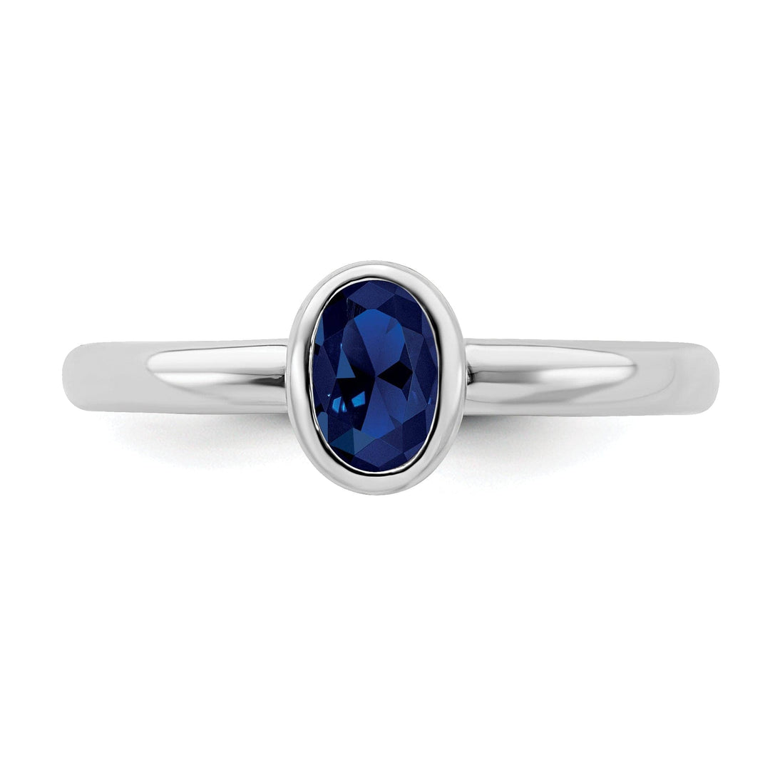 Stackable Expressions Ring Sterling Silver Oval Created Sapphire Ring