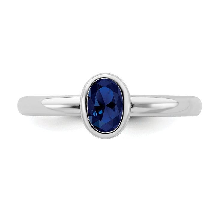 Stackable Expressions Ring Sterling Silver Oval Created Sapphire Ring