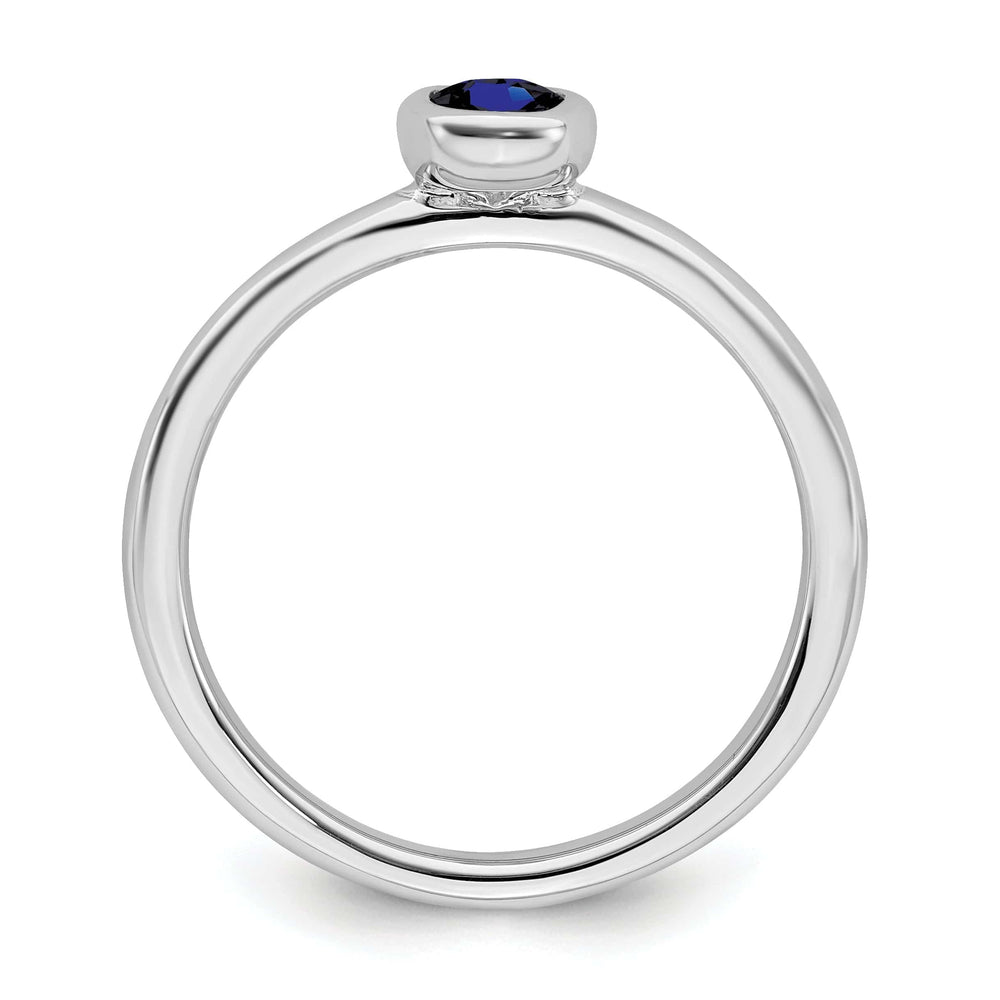 Stackable Expressions Ring Sterling Silver Oval Created Sapphire Ring