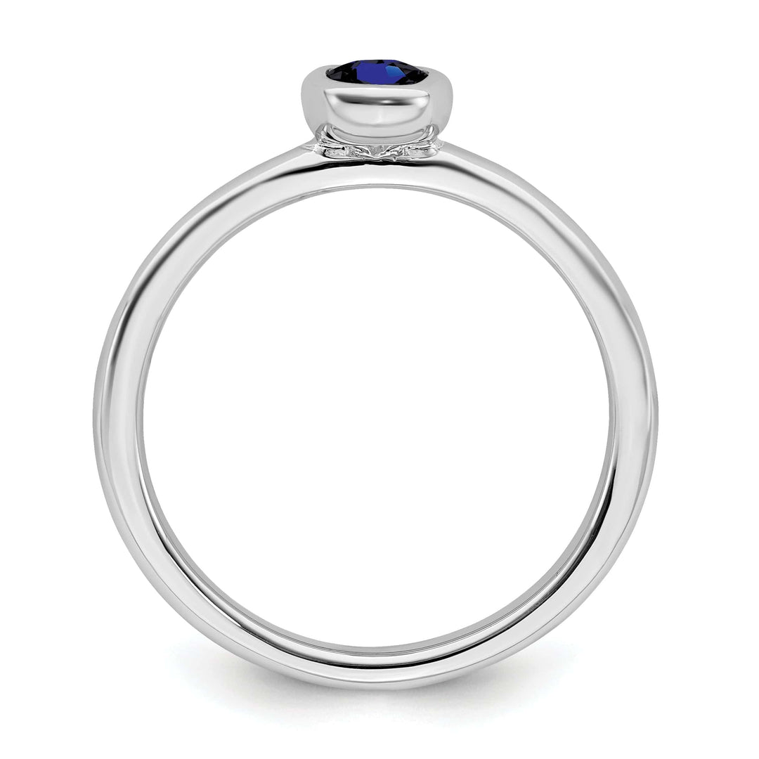 Stackable Expressions Ring Sterling Silver Oval Created Sapphire Ring