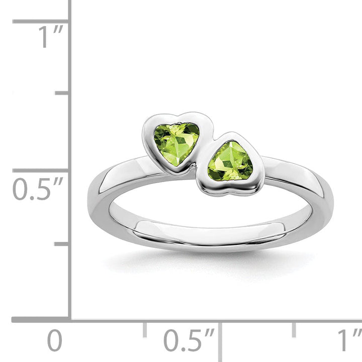Stackable Expressions Ring Sterling Silver Peridot Double Heart Ring