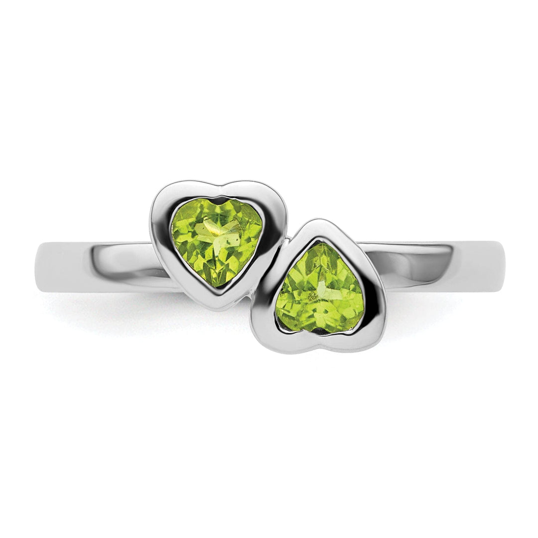 Stackable Expressions Ring Sterling Silver Peridot Double Heart Ring