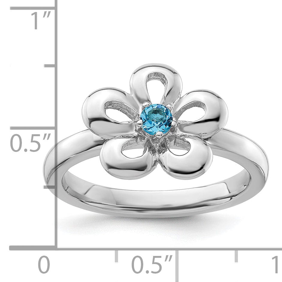 Stackable Expressions Ring Sterling Silver Polished Blue Topaz Flower Ring