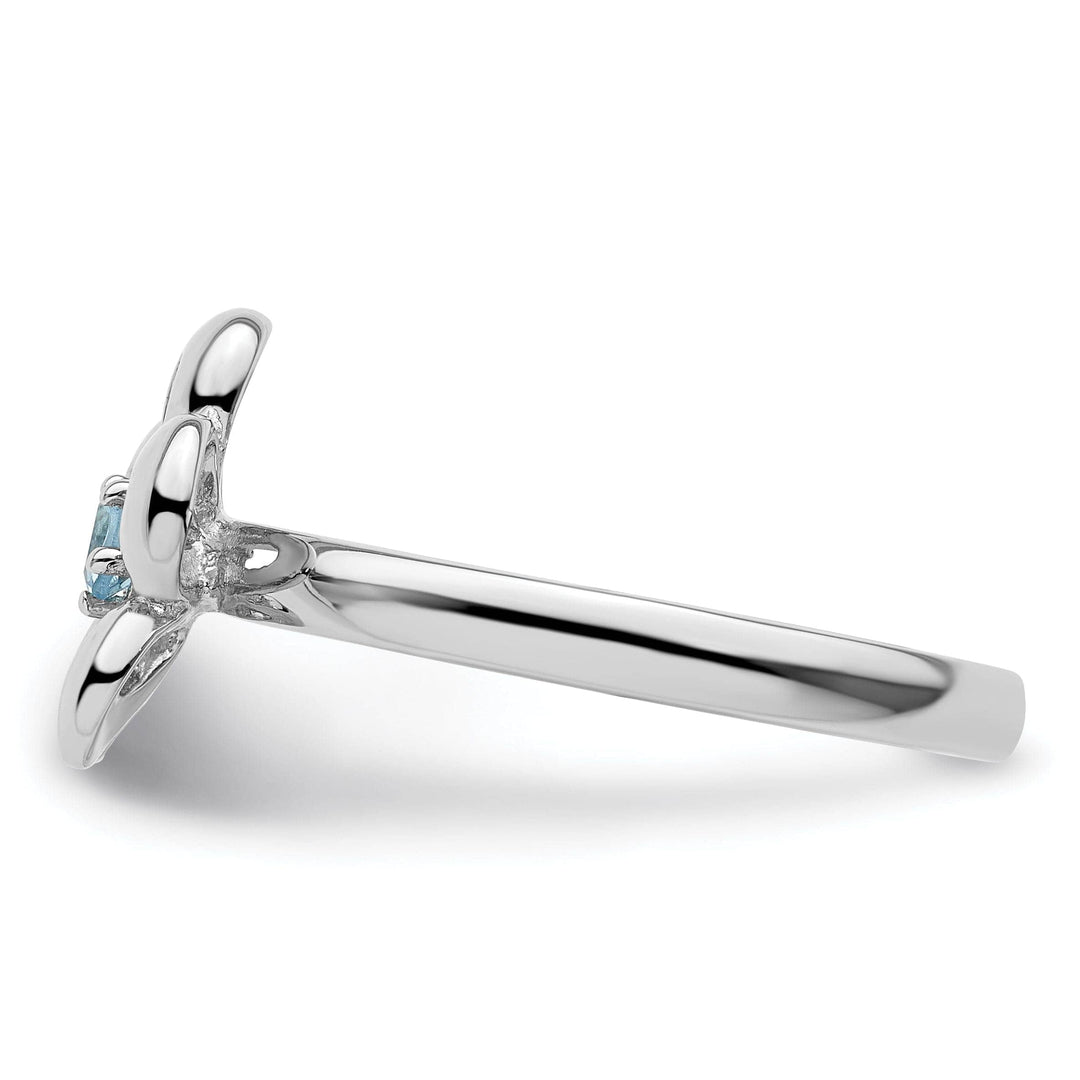 Stackable Expressions Ring Sterling Silver Polished Blue Topaz Flower Ring