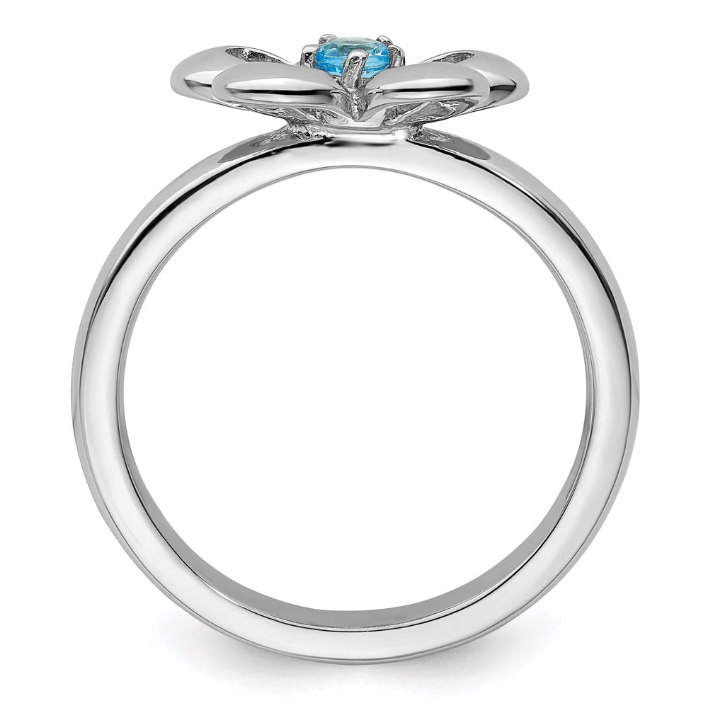 Stackable Expressions Ring Sterling Silver Polished Blue Topaz Flower Ring