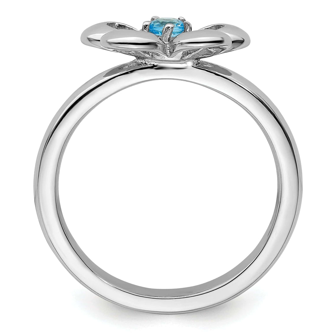 Stackable Expressions Ring Sterling Silver Polished Blue Topaz Flower Ring