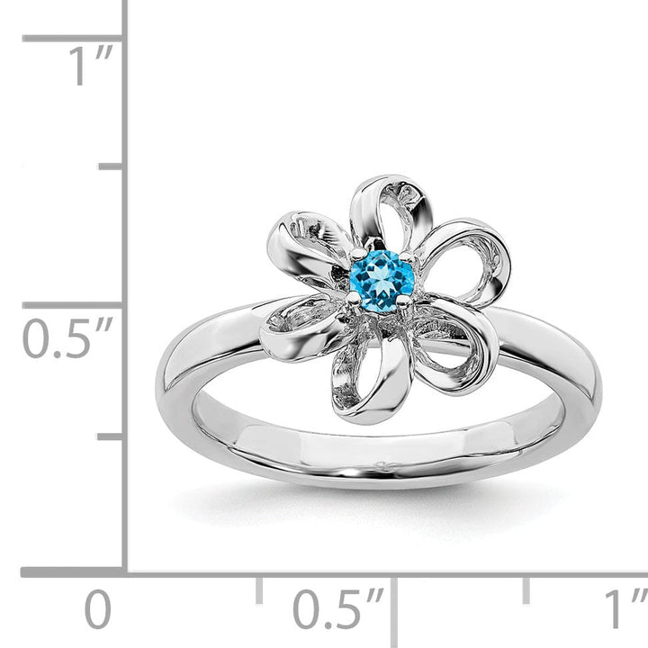 Stackable Expressions Ring Sterling Silver Polished Blue Topaz Flower Ring