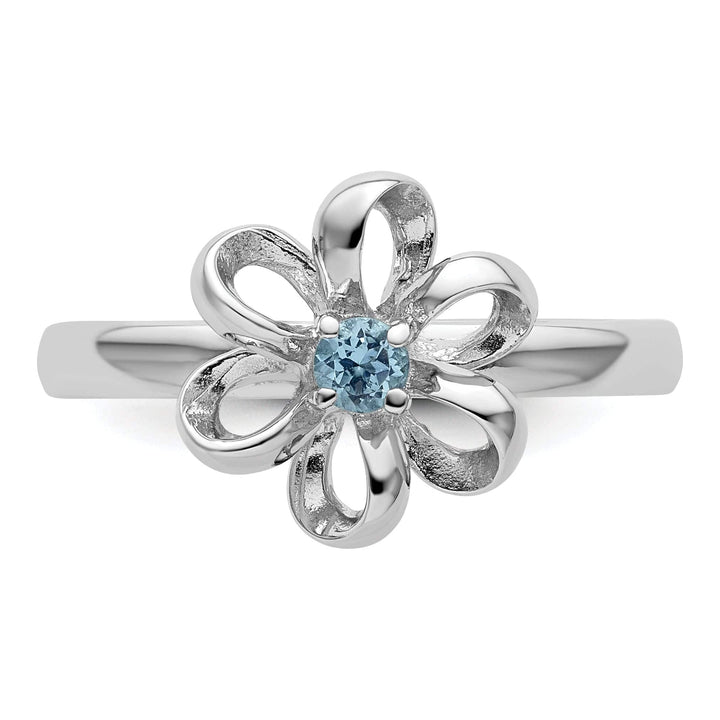 Stackable Expressions Ring Sterling Silver Polished Blue Topaz Flower Ring