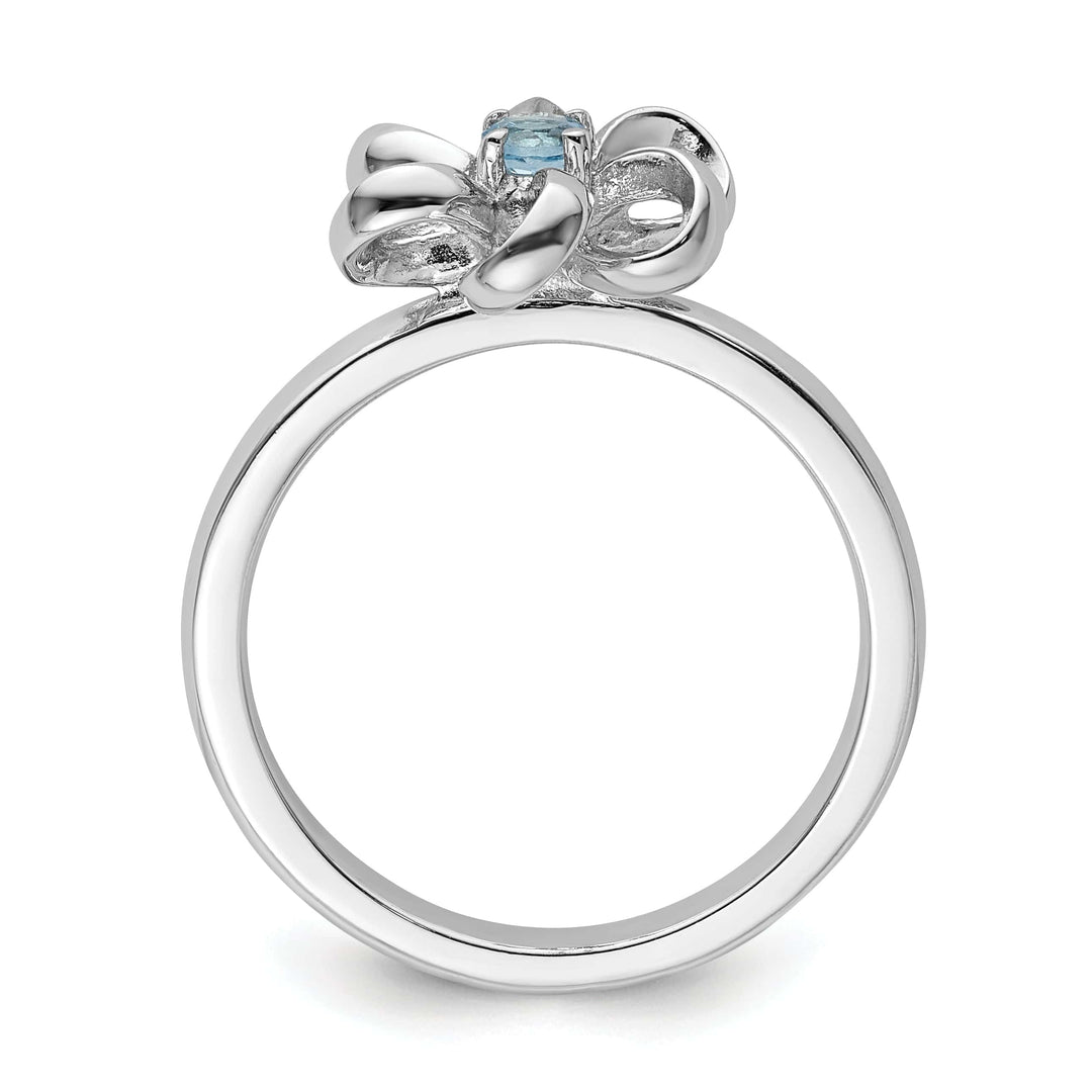 Stackable Expressions Ring Sterling Silver Polished Blue Topaz Flower Ring