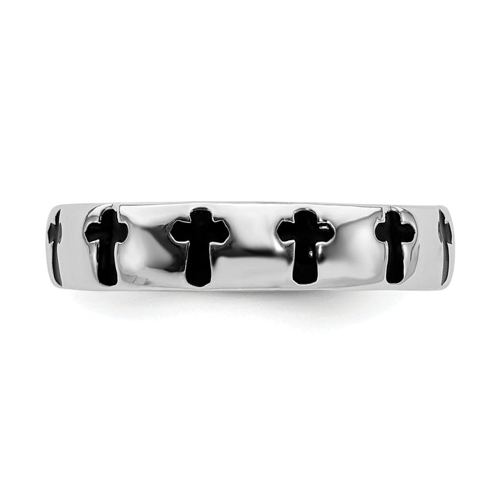 Stackable Expressions Ring Sterling Silver Polished Enameled Cross Ring