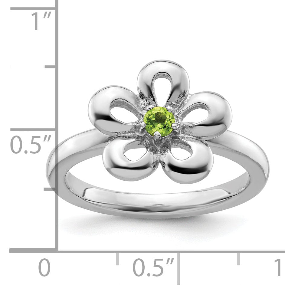 Stackable Expressions Ring Sterling Silver Polished Peridot Flower Ring