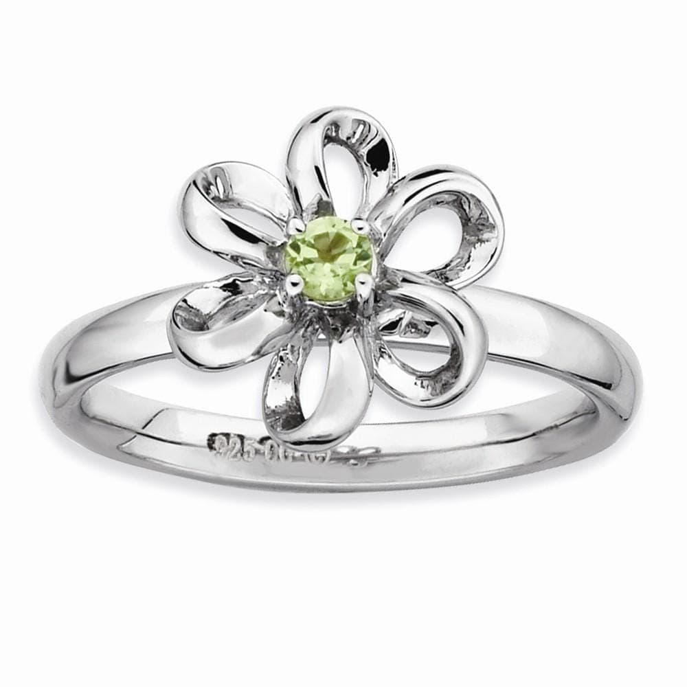 Stackable Expressions Ring Sterling Silver Polished Peridot Flower Ring