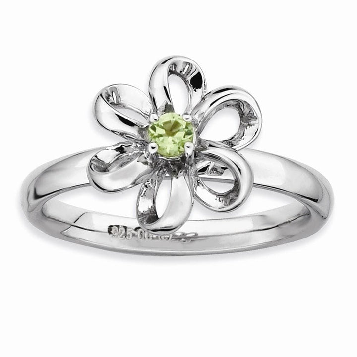 Stackable Expressions Ring Sterling Silver Polished Peridot Flower Ring