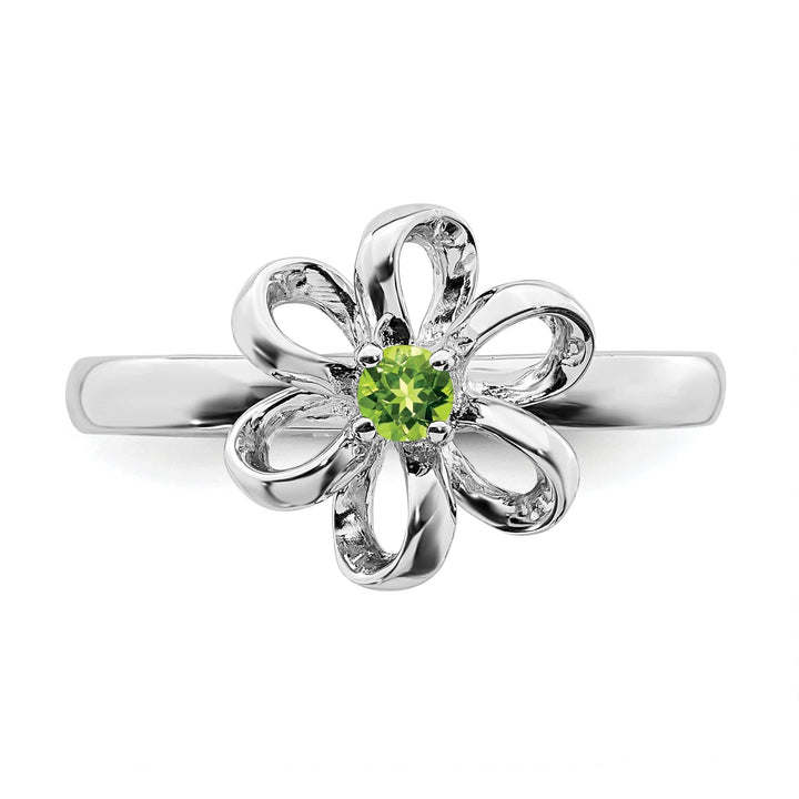 Stackable Expressions Ring Sterling Silver Polished Peridot Flower Ring