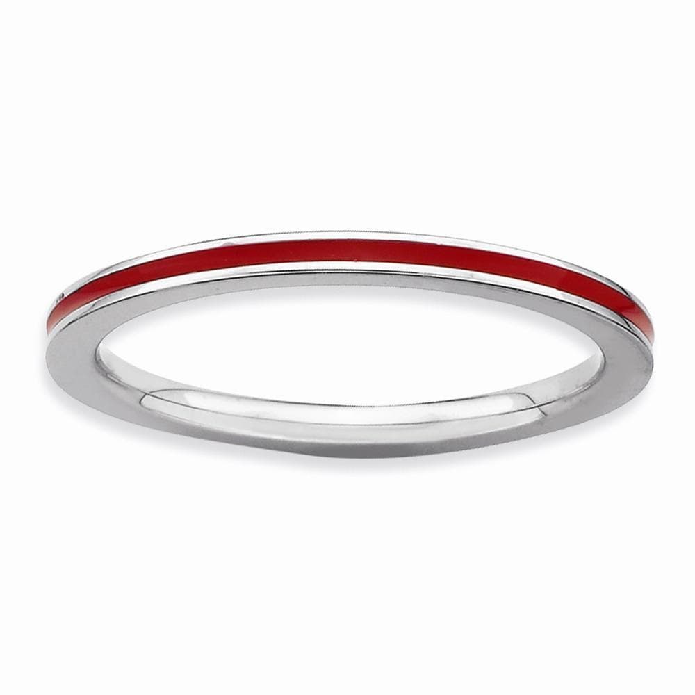 Stackable Expressions Ring Sterling Silver Red Enameled 1.5MM Ring