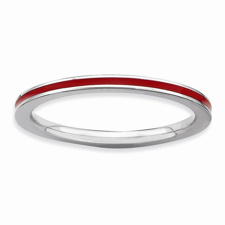 Stackable Expressions Ring Sterling Silver Red Enameled 1.5MM Ring
