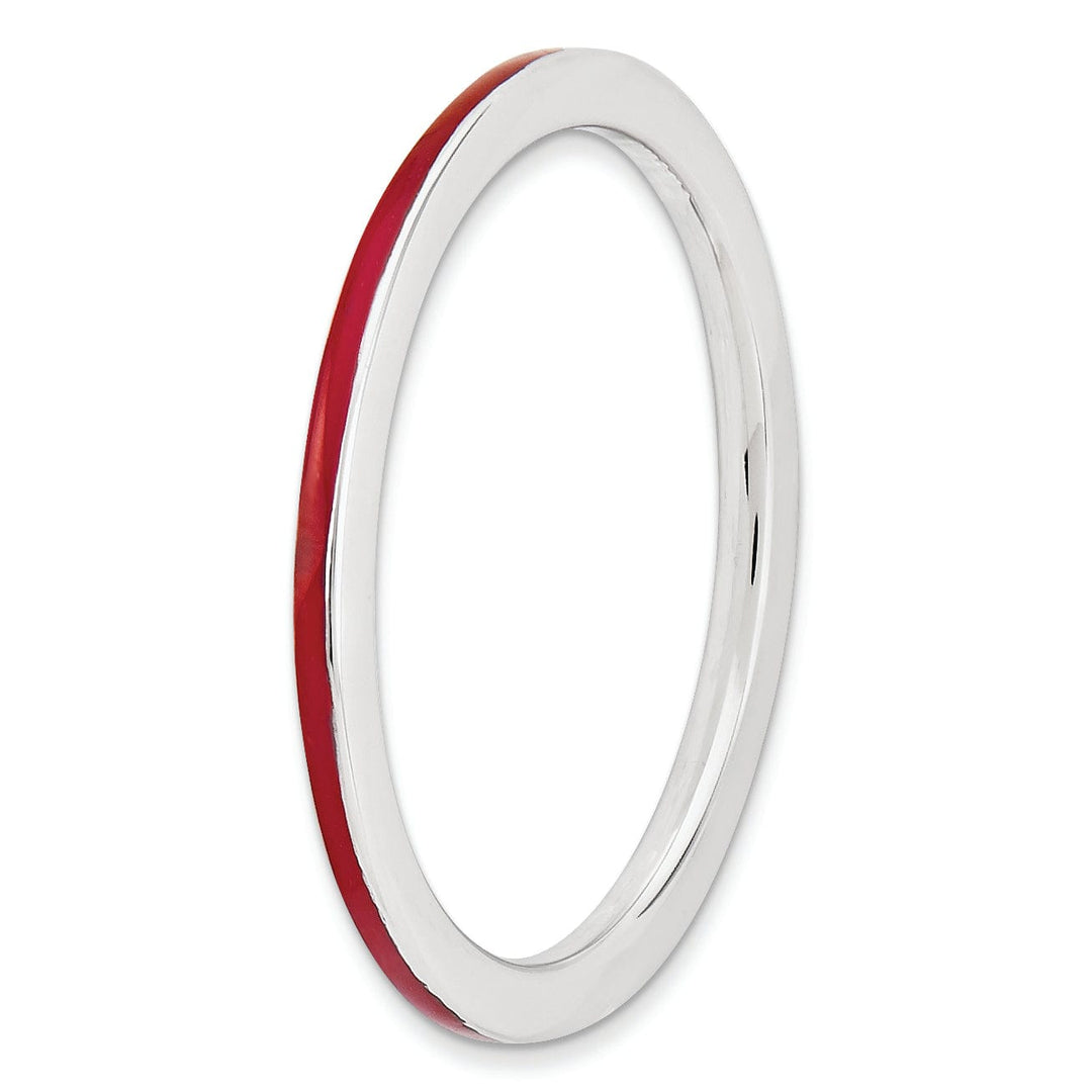 Stackable Expressions Ring Sterling Silver Red Enameled 1.5MM Ring