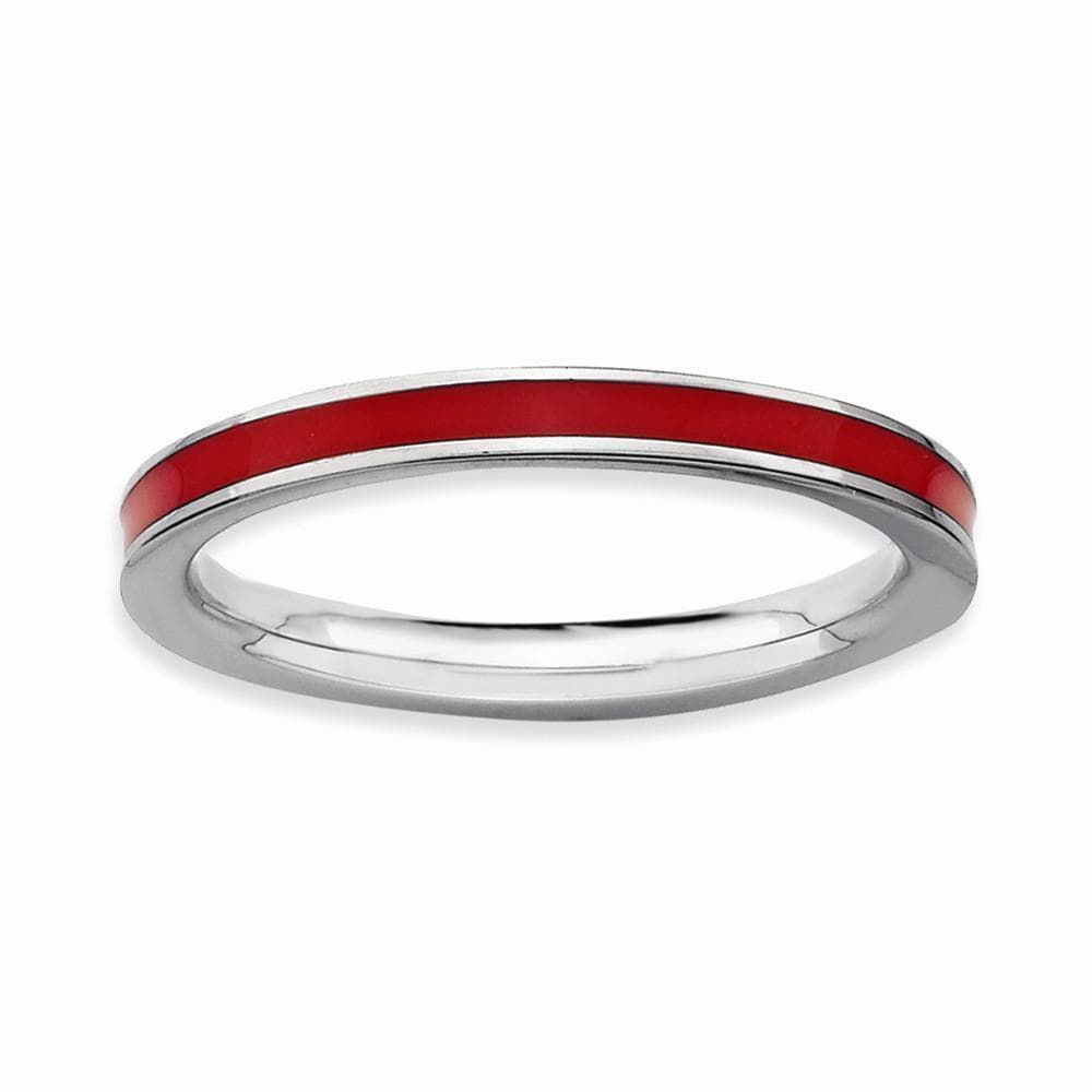 Stackable Expressions Ring Sterling Silver Red Enameled 2.25MM Ring