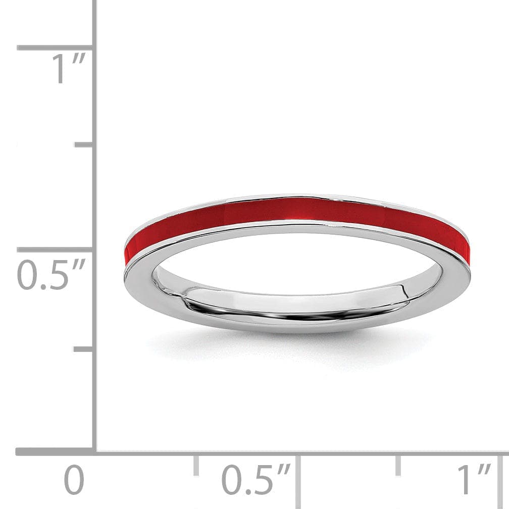 Stackable Expressions Ring Sterling Silver Red Enameled 2.25MM Ring