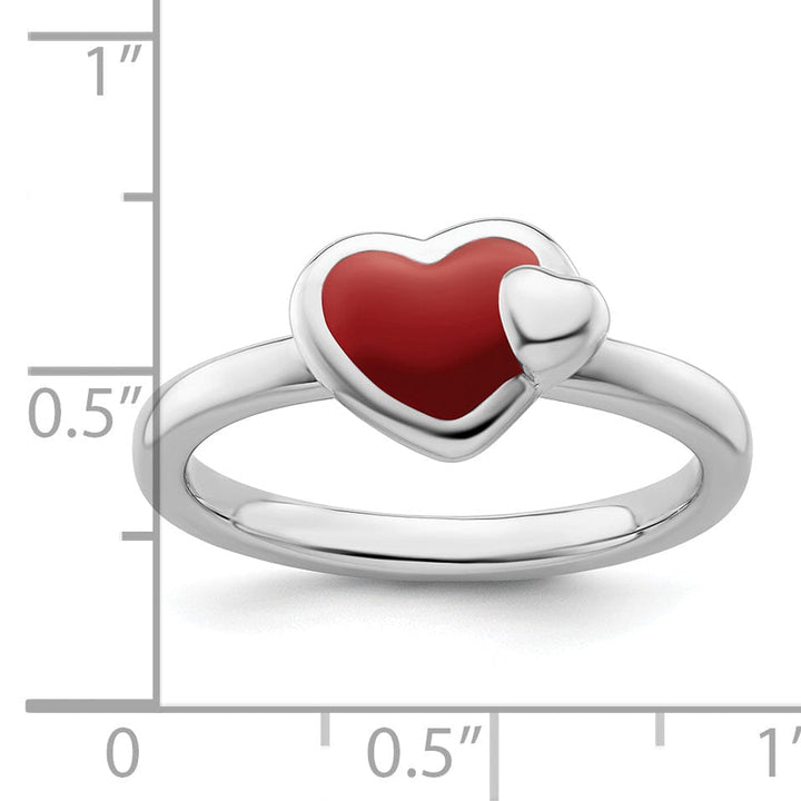 Stackable Expressions Ring Sterling Silver Red Enameled Heart Ring