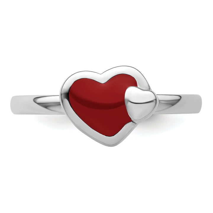 Stackable Expressions Ring Sterling Silver Red Enameled Heart Ring