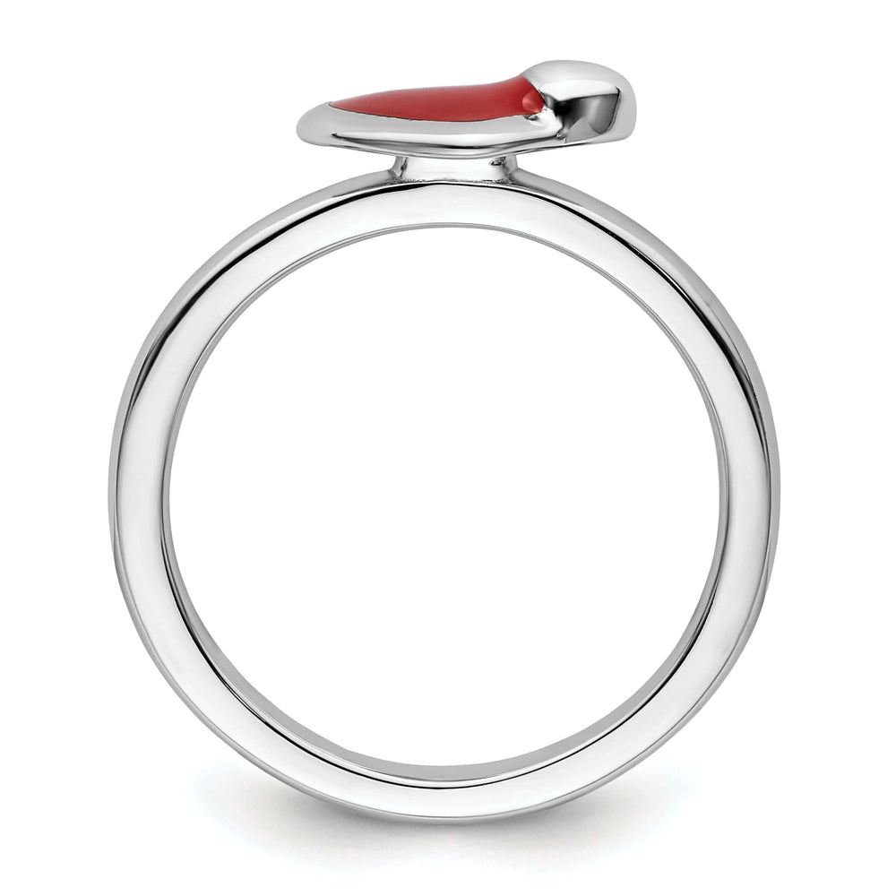 Stackable Expressions Ring Sterling Silver Red Enameled Heart Ring