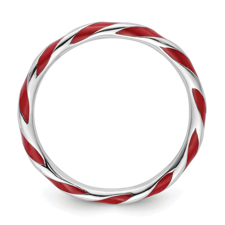Stackable Expressions Ring Sterling Silver Red Enameled Stackable Ring