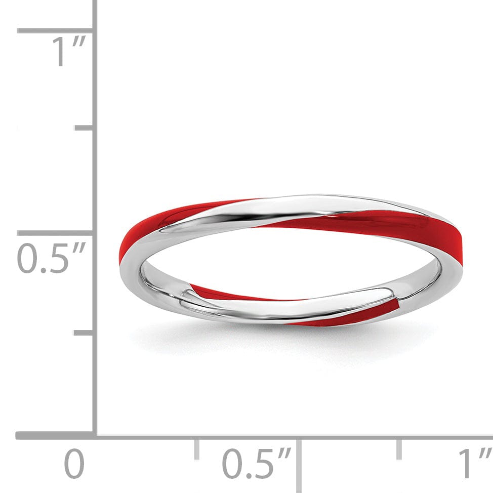 Stackable Expressions Ring Sterling Silver Red Enameled Stackable Ring