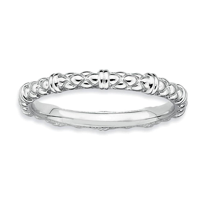 Stackable Expressions Ring Sterling Silver Rhodium Cable Ring