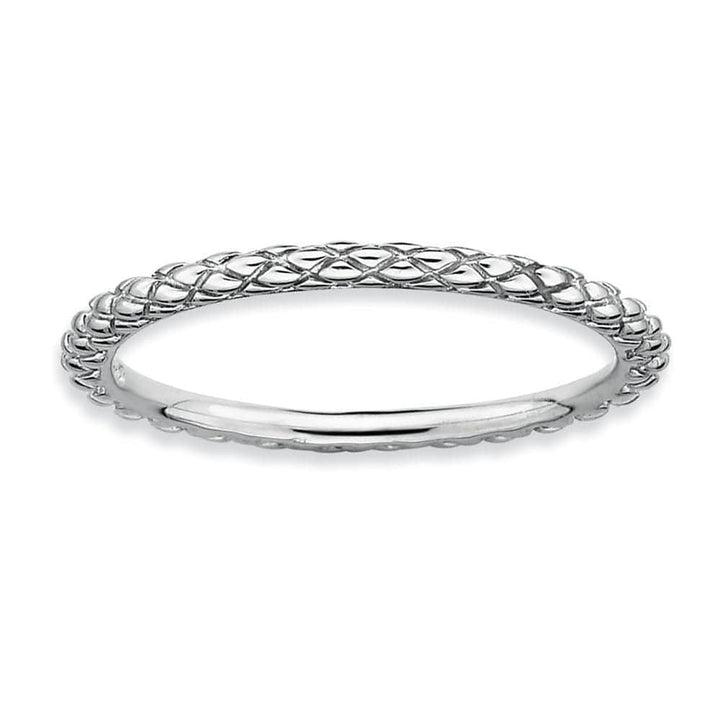Stackable Expressions Ring Sterling Silver Rhodium Criss-Cross Ring
