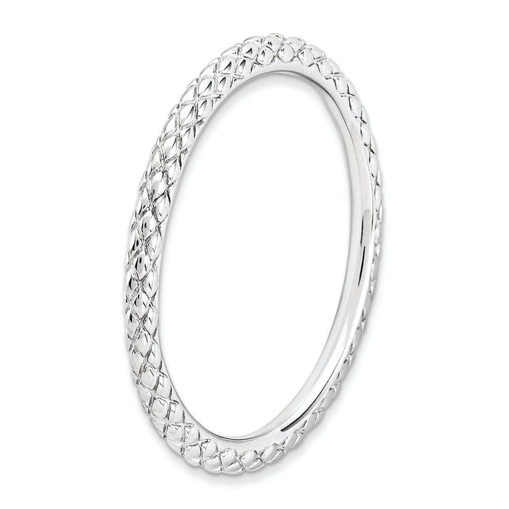 Stackable Expressions Ring Sterling Silver Rhodium Criss-Cross Ring