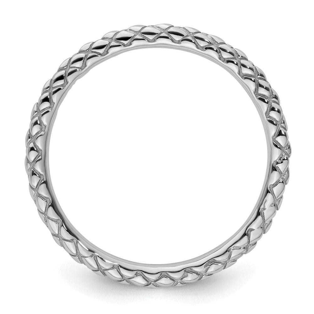 Stackable Expressions Ring Sterling Silver Rhodium Criss-Cross Ring