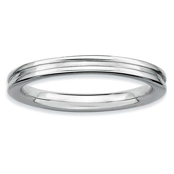 Stackable Expressions Ring Sterling Silver Rhodium Grooved Ring