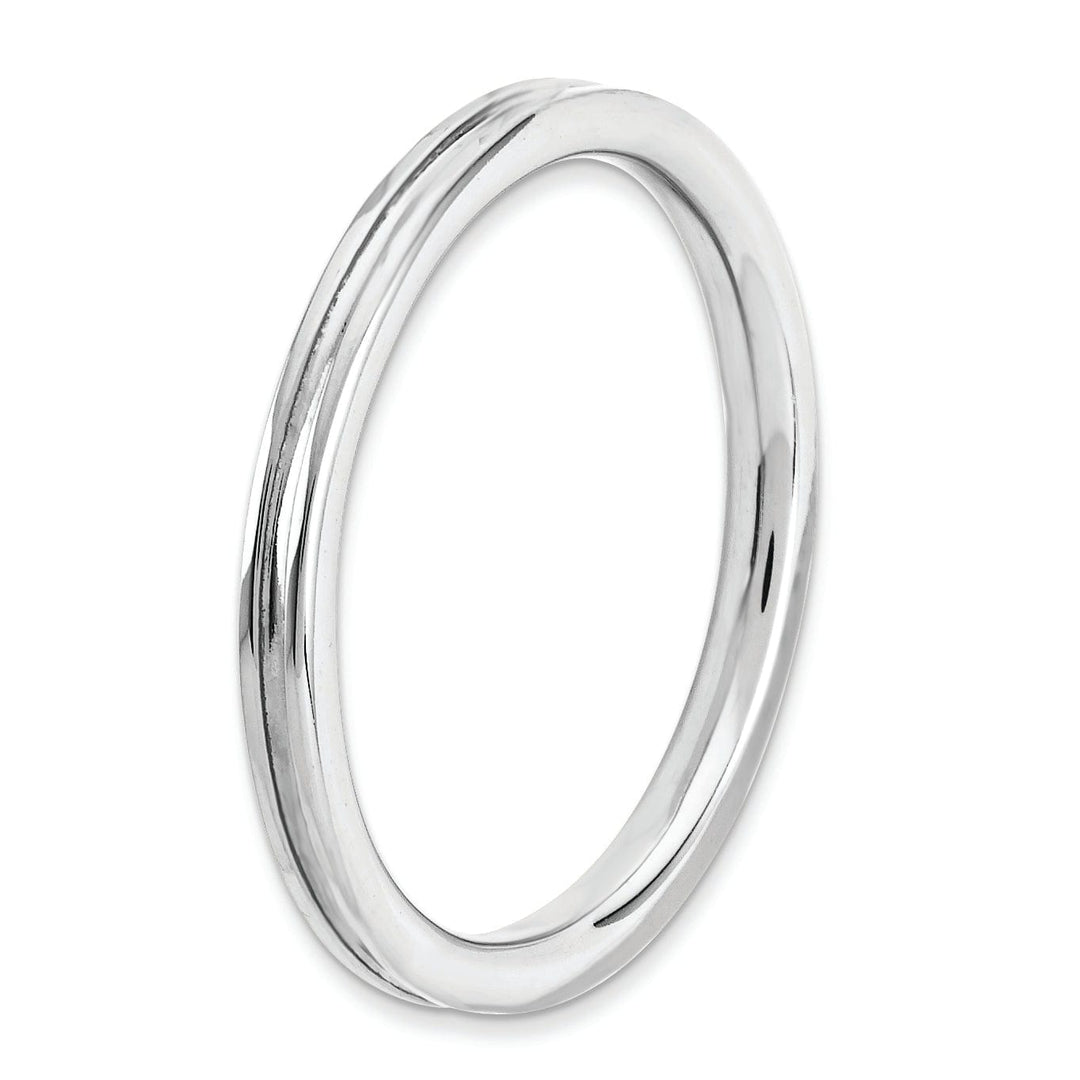 Stackable Expressions Ring Sterling Silver Rhodium Grooved Ring
