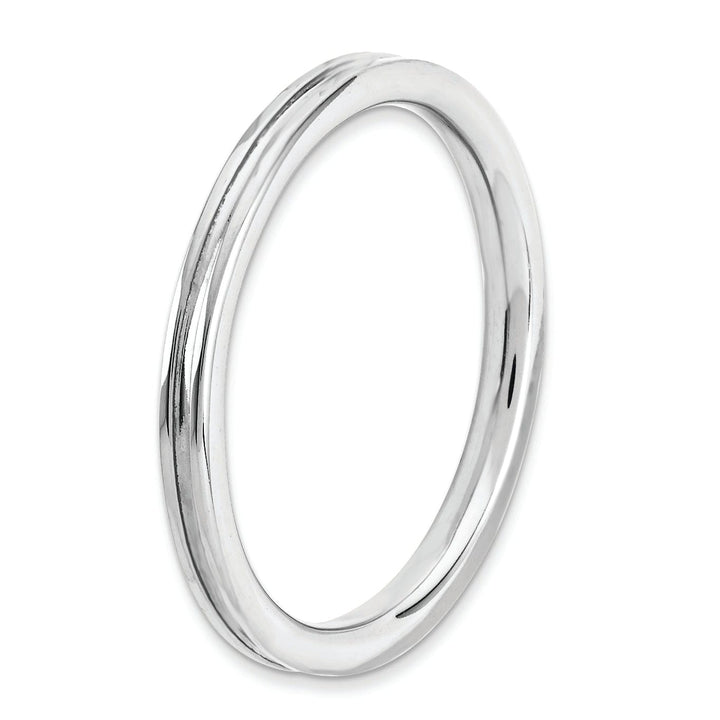 Stackable Expressions Ring Sterling Silver Rhodium Grooved Ring