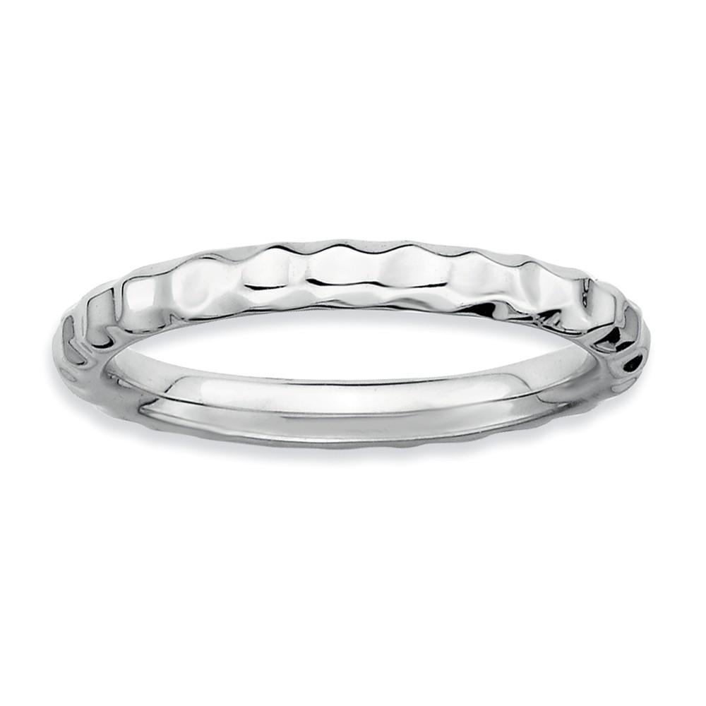 Stackable Expressions Ring Sterling Silver Rhodium Hammered Ring