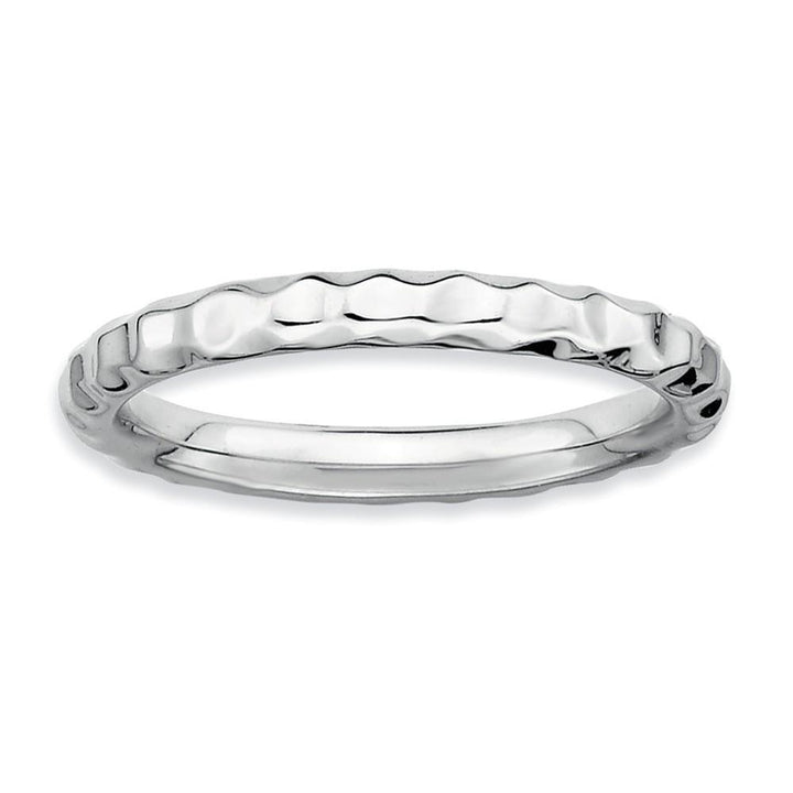 Stackable Expressions Ring Sterling Silver Rhodium Hammered Ring